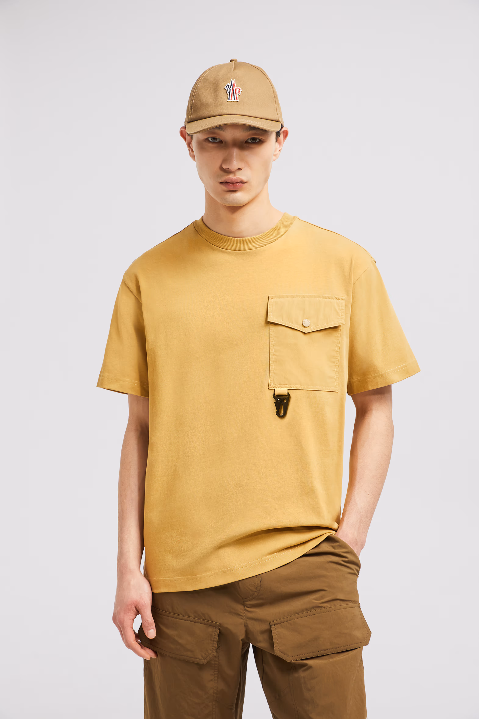 Cotton T-shirt with Pocket Men Ochre Yellow Moncler 0